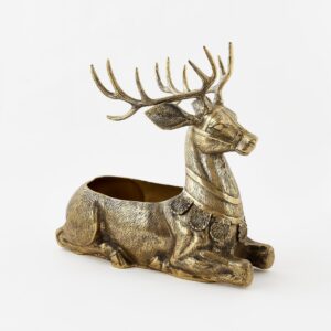 Antique Gold Deer Planter